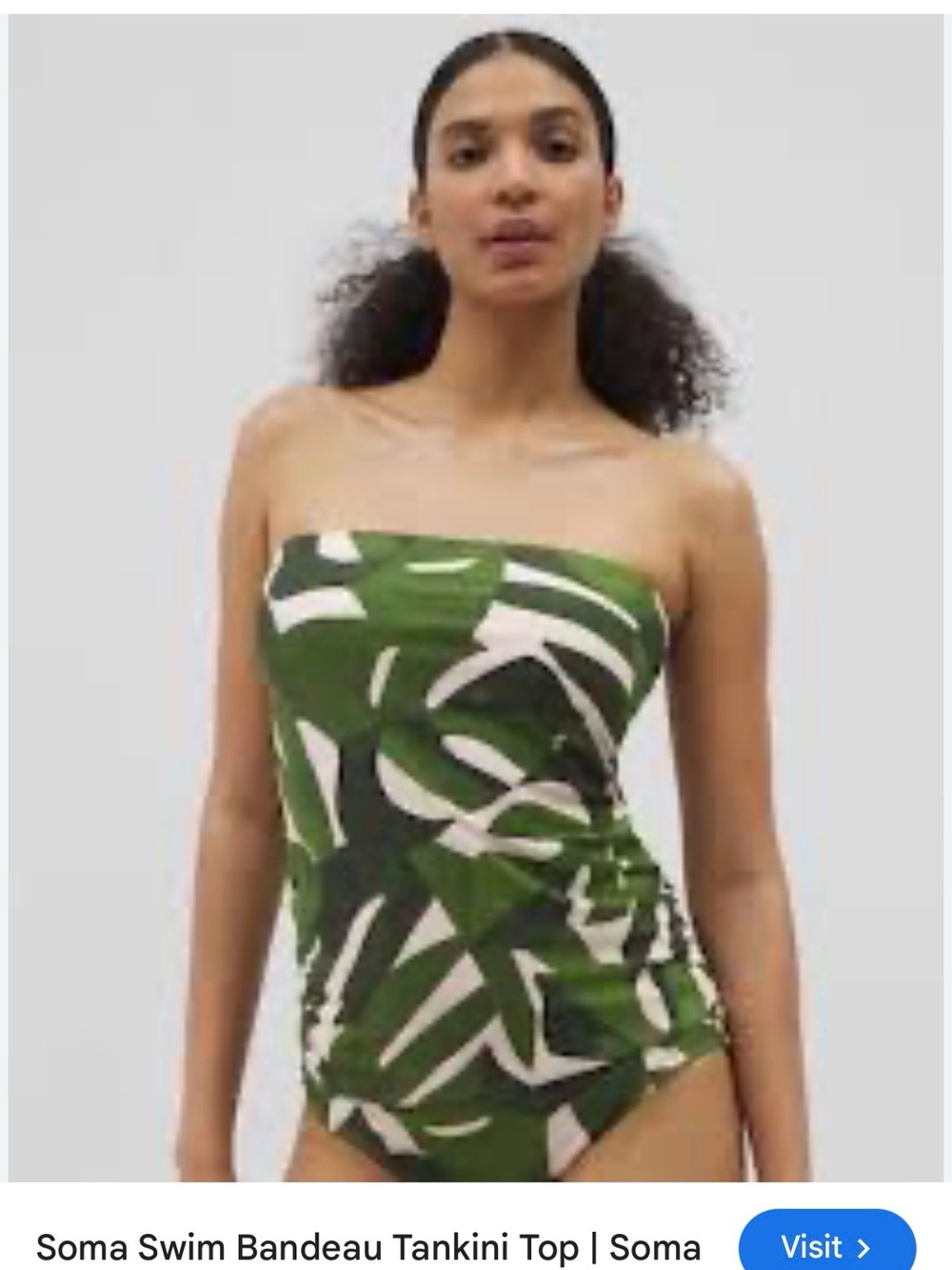 Soma Olive & Cream Bandeau One-Piece Swimsuit